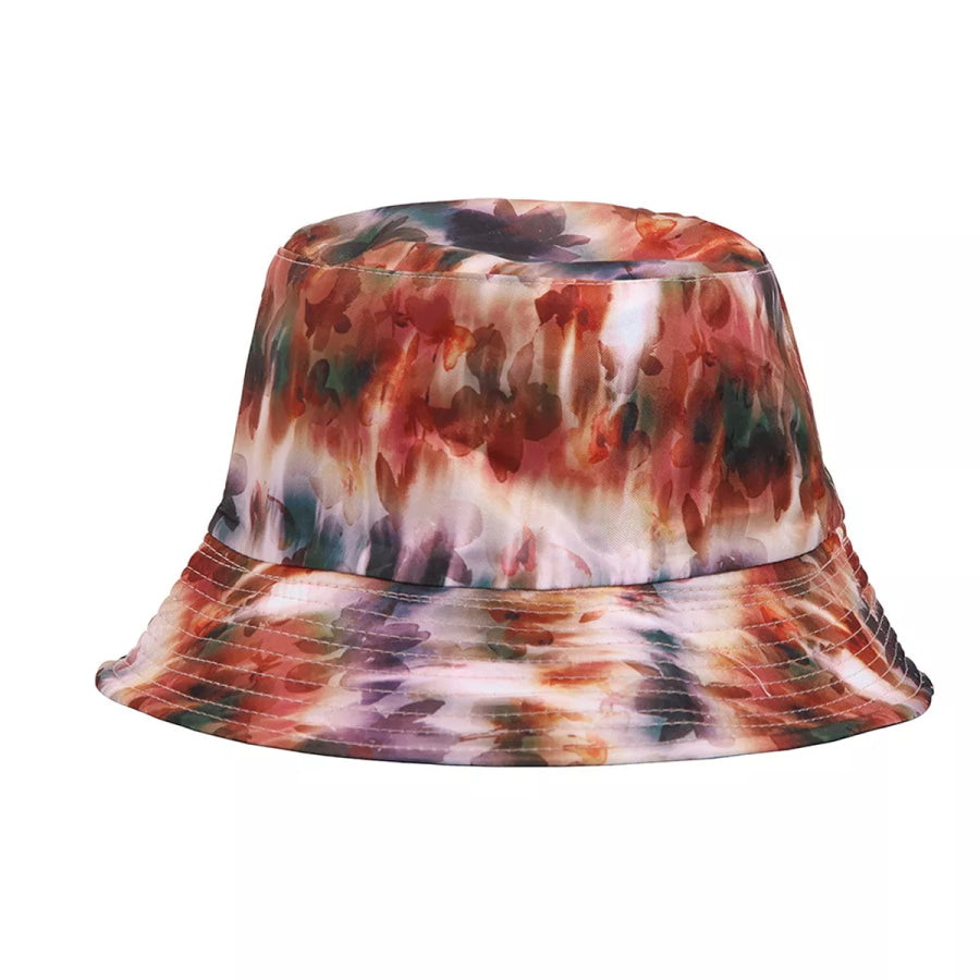 Floral Print Tie-Dye Bucket Hat Terracotta / onesize Apparel and Accessories