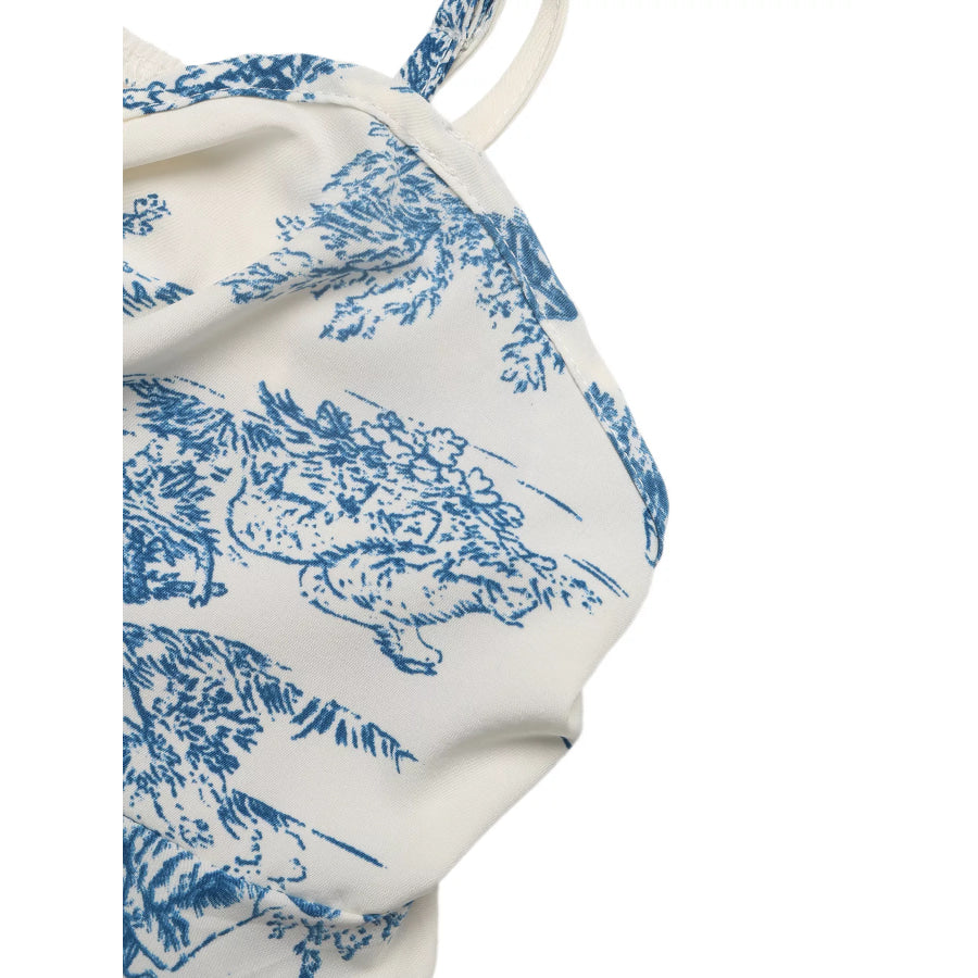 Floral Print Tie Front Ruffle Hem Cami Apparel and Accessories