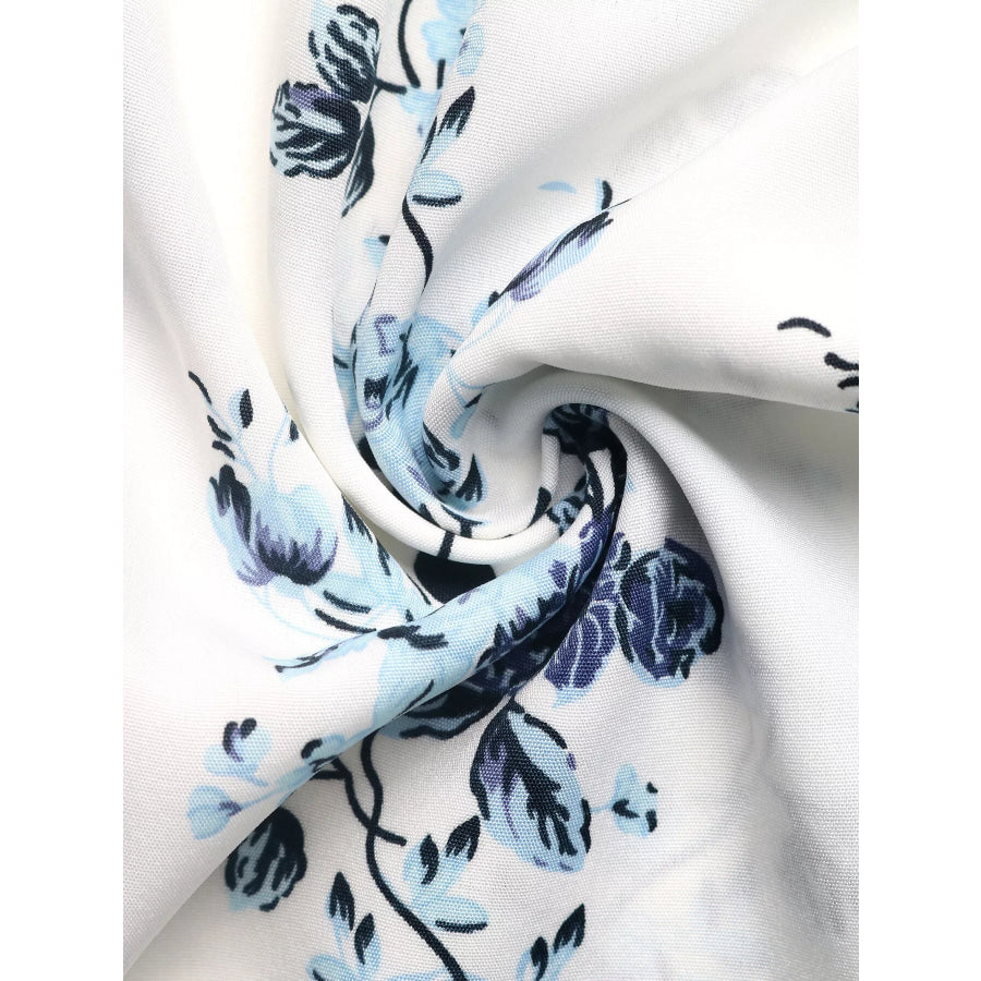 Floral Print Tie Front Wide Leg Pants Apparel and Accessories