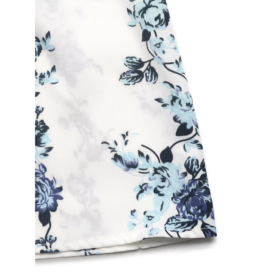 Floral Print Tie Front Wide Leg Pants Apparel and Accessories