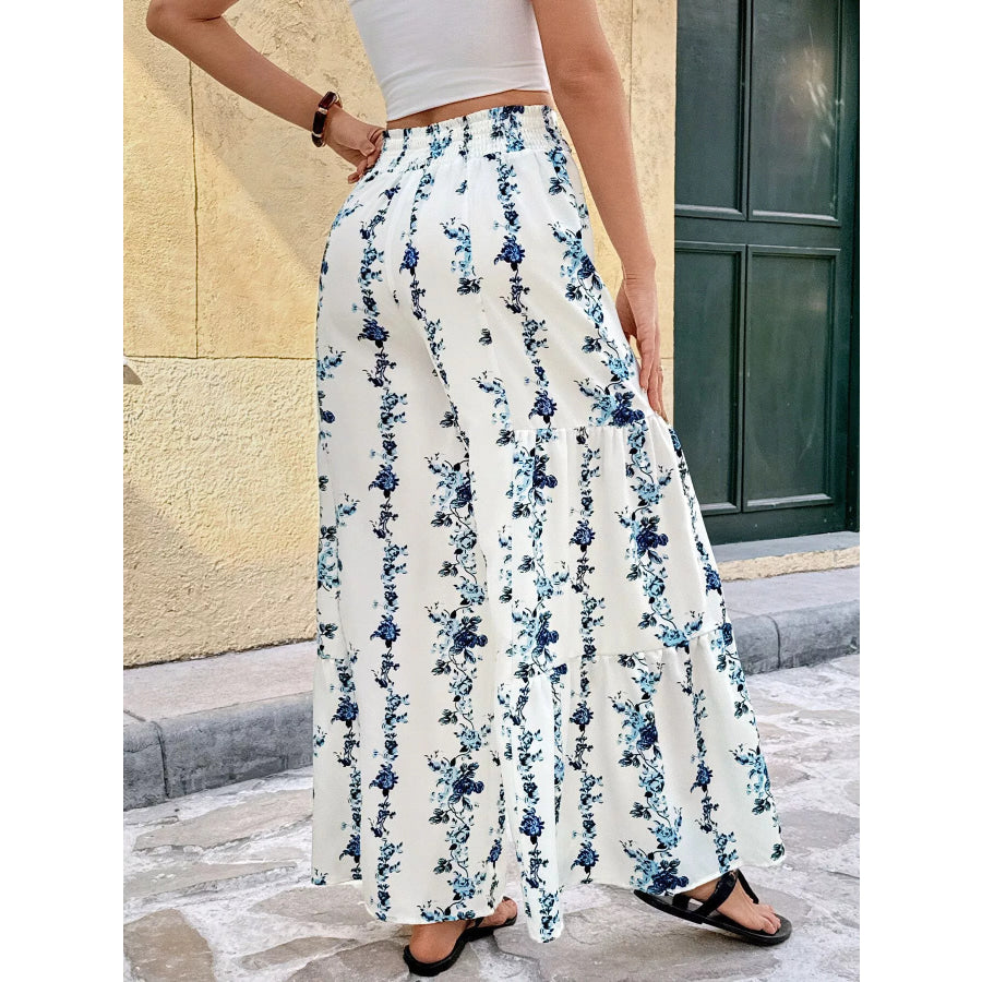 Floral Print Tie Front Wide Leg Pants Apparel and Accessories