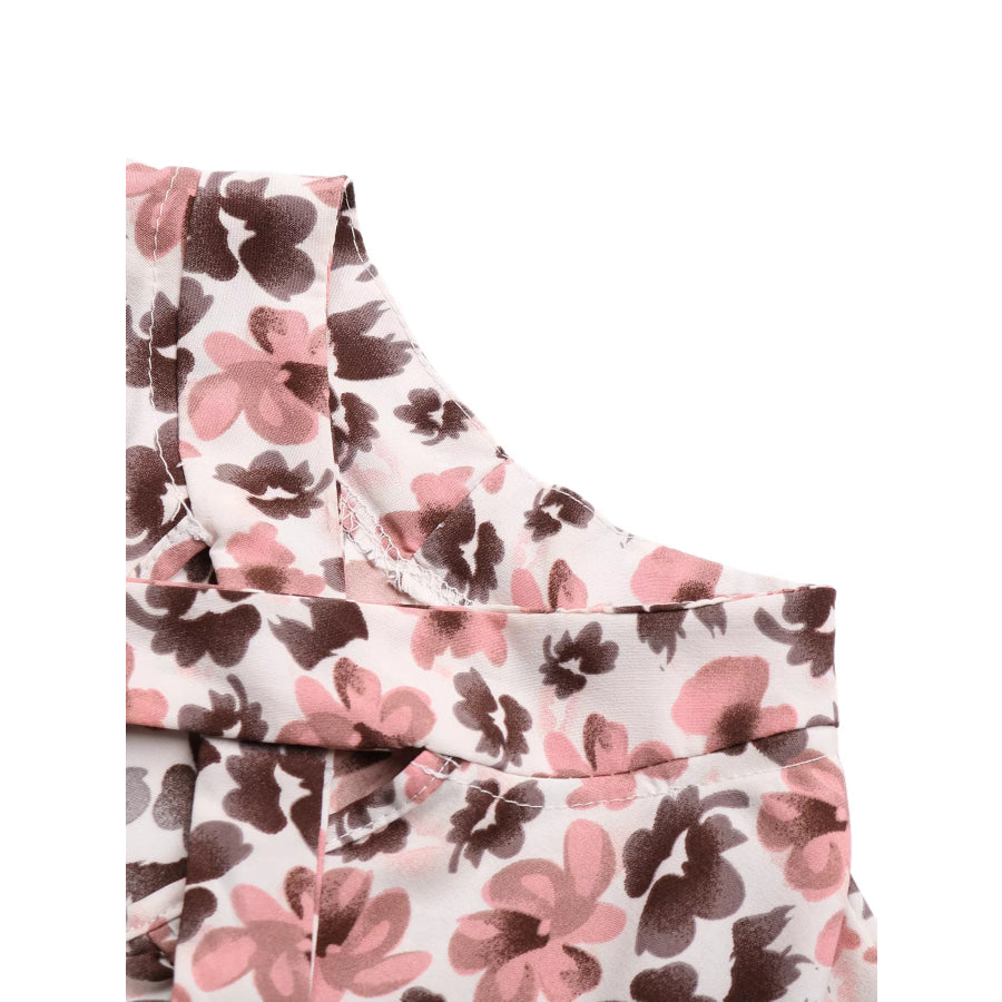 Floral Print Tie Neck Ruffle Blouse Apparel and Accessories