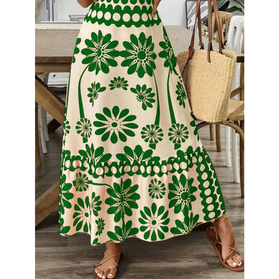 Floral Print Tie-Shoulder Midi Dress Apparel and Accessories