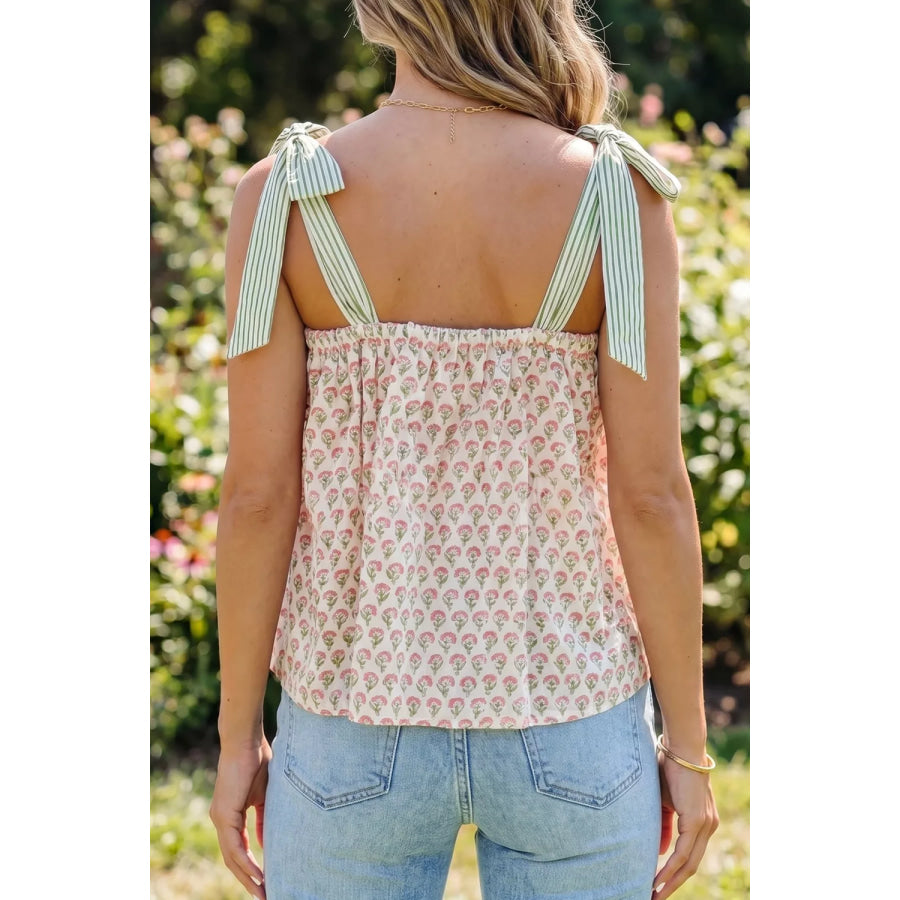 Floral Print Tie-Strap Cami Apparel and Accessories