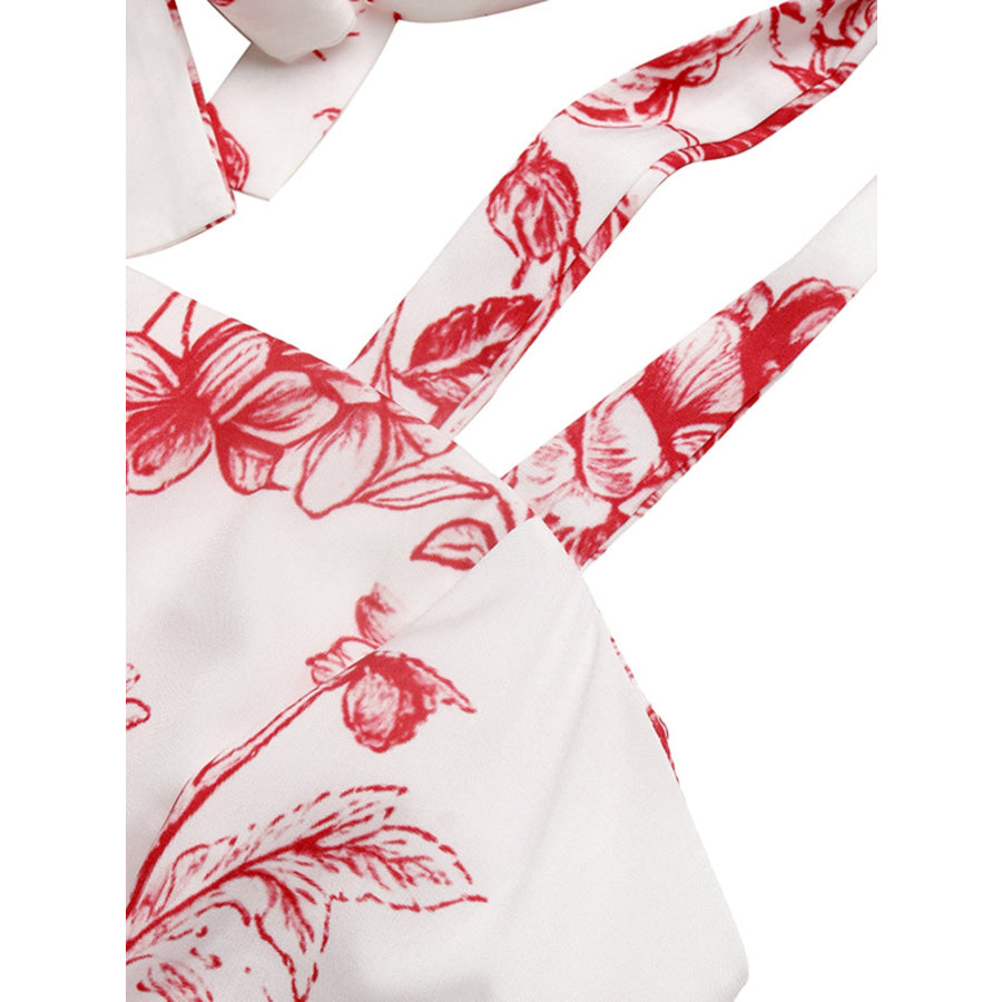 Floral Print Tie Strap Maxi Dress Apparel and Accessories