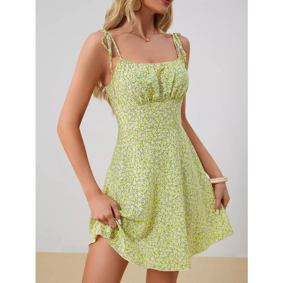 Floral Print Tie Strap Mini Dress Apparel and Accessories