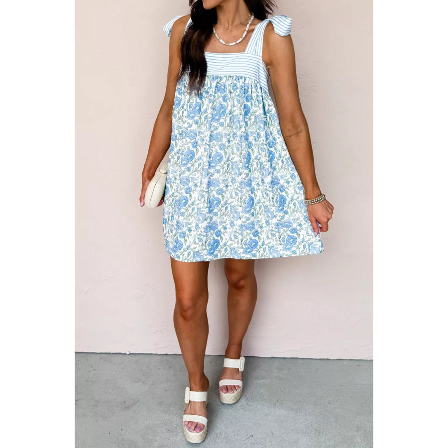 Floral Print Tie-Strap Mini Dress Apparel and Accessories