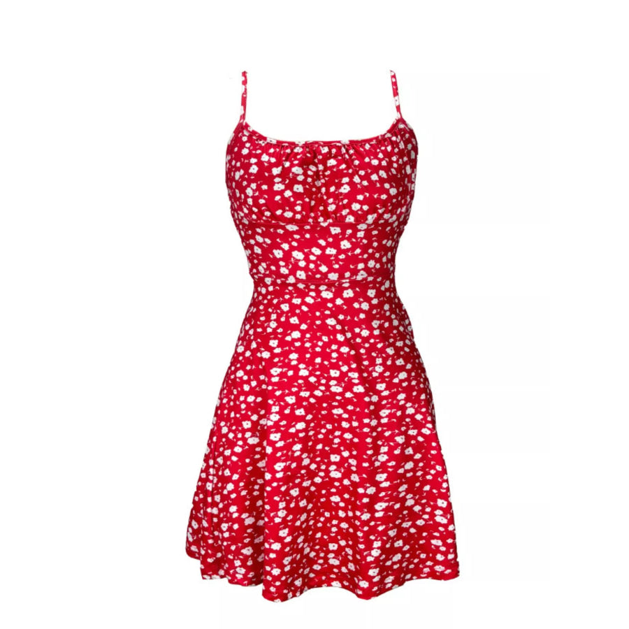 Floral Print Tie Strap Mini Dress Apparel and Accessories