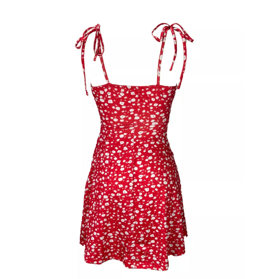 Floral Print Tie Strap Mini Dress Apparel and Accessories