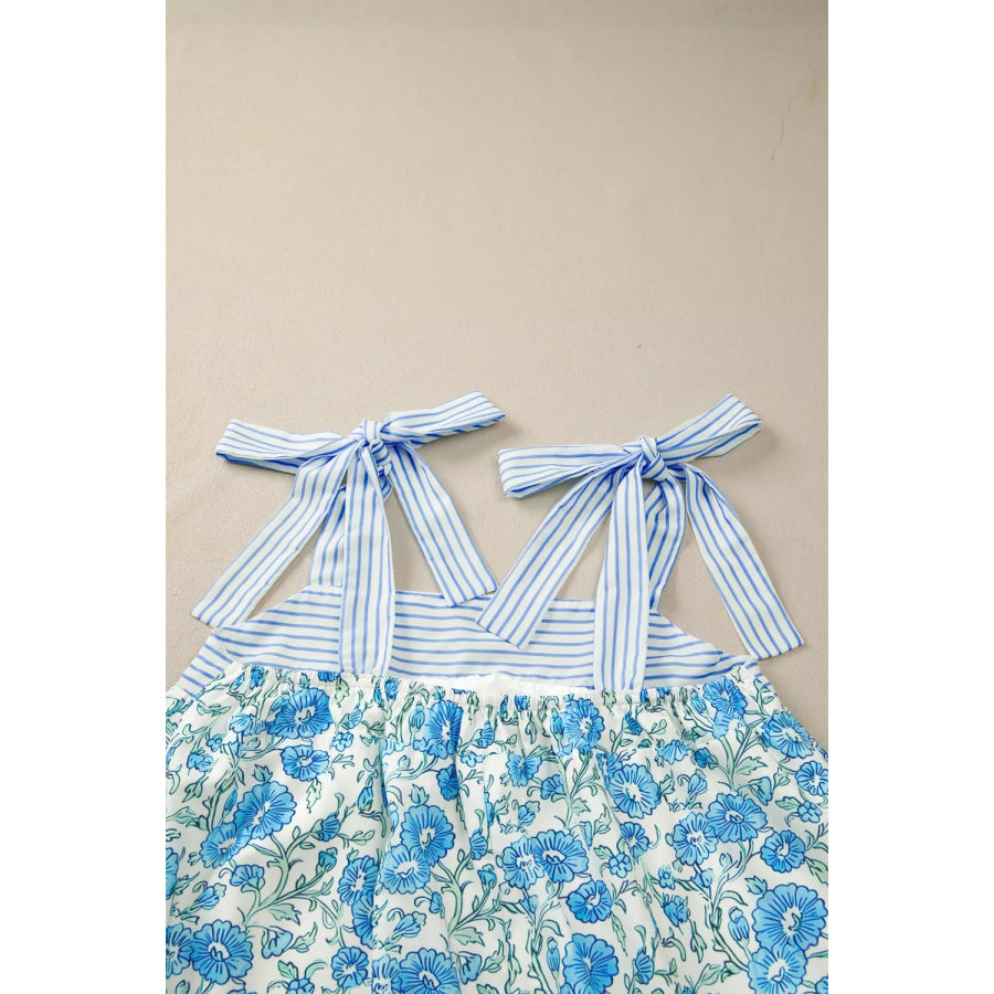 Floral Print Tie-Strap Mini Dress Apparel and Accessories