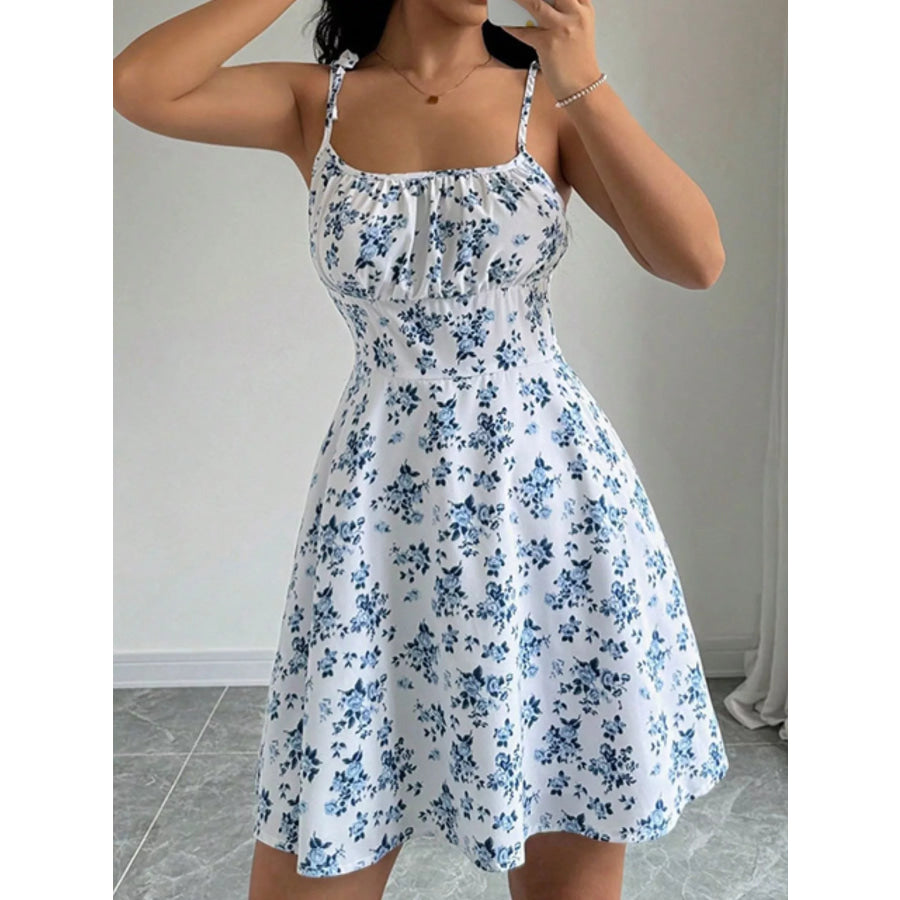 Floral Print Tie Strap Mini Dress Apparel and Accessories