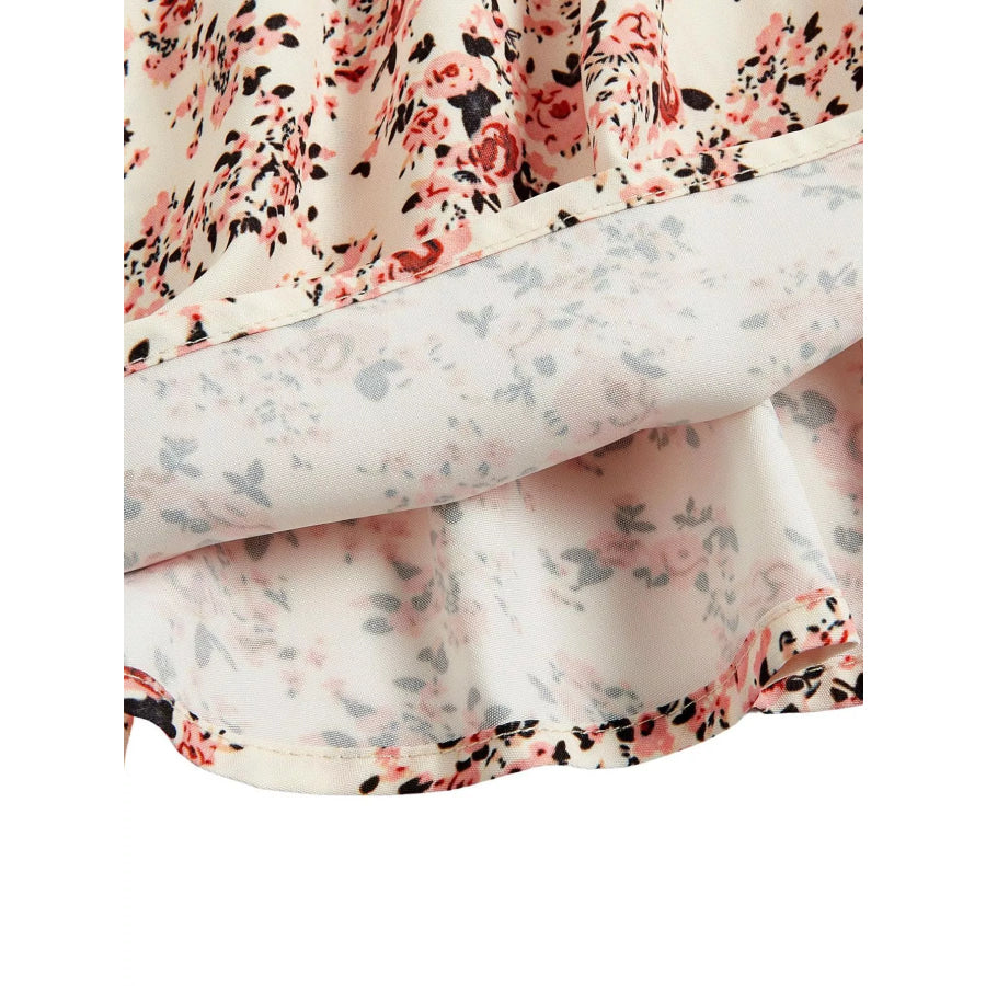 Floral Print Tie Strap Mini Dress Apparel and Accessories