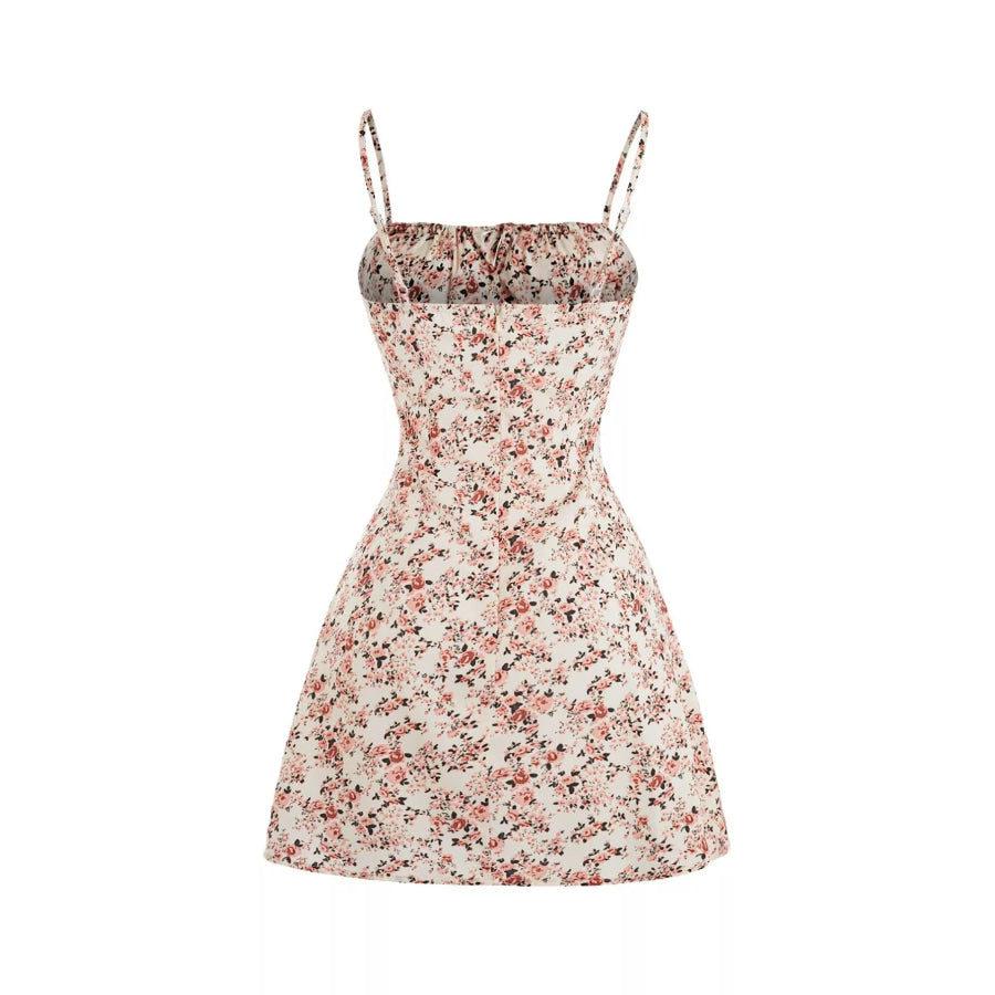 Floral Print Tie Strap Mini Dress Apparel and Accessories