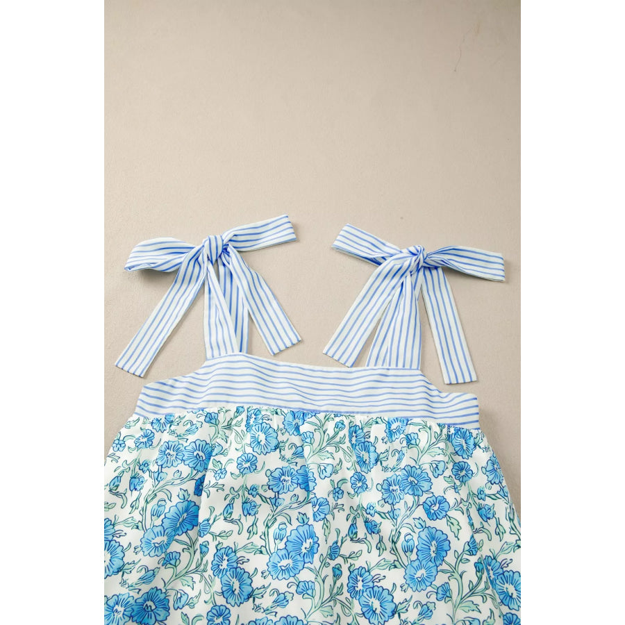 Floral Print Tie-Strap Mini Dress Apparel and Accessories