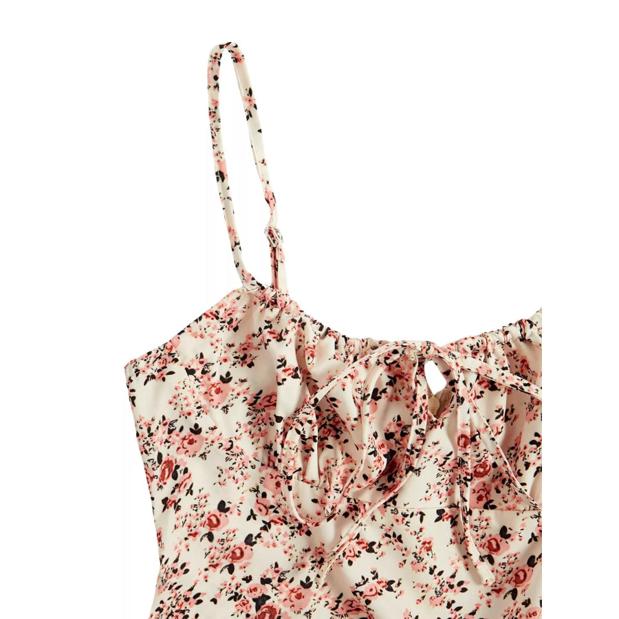 Floral Print Tie Strap Mini Dress Apparel and Accessories