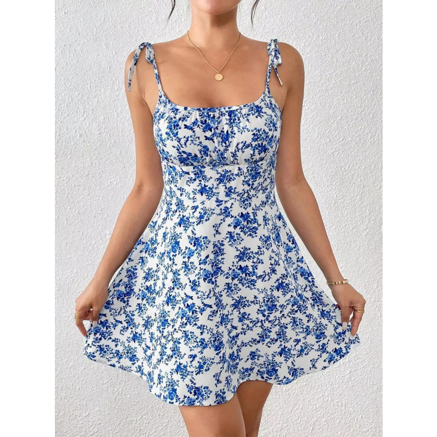 Floral Print Tie Strap Mini Dress Apparel and Accessories