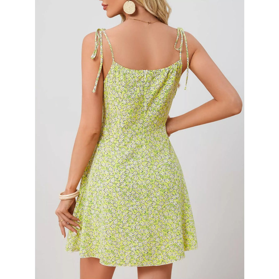 Floral Print Tie Strap Mini Dress Apparel and Accessories