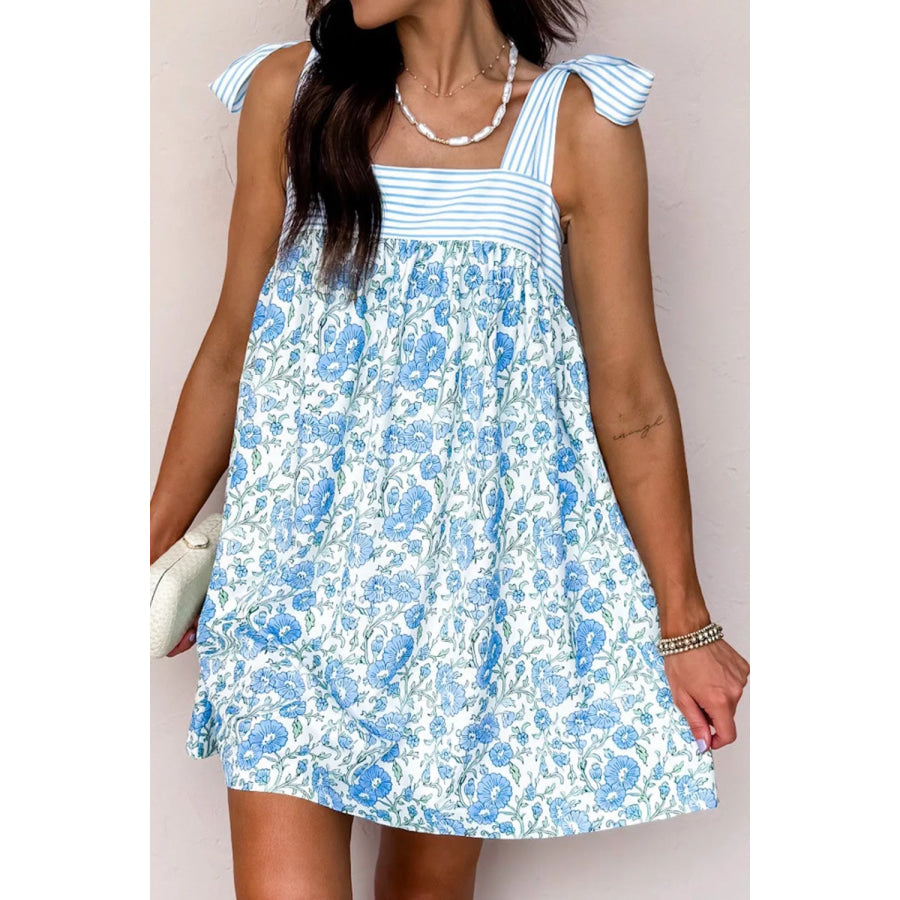 Floral Print Tie-Strap Mini Dress Apparel and Accessories