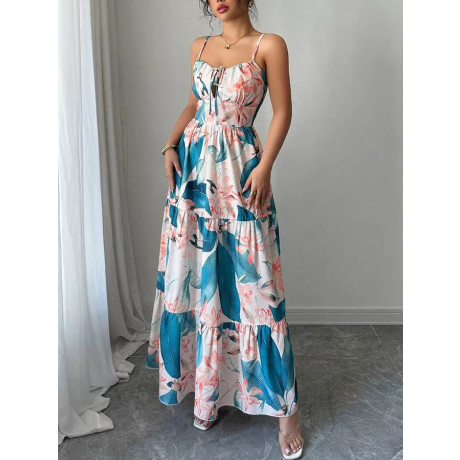 Floral Print Tiered Maxi Cami Dress Apparel and Accessories