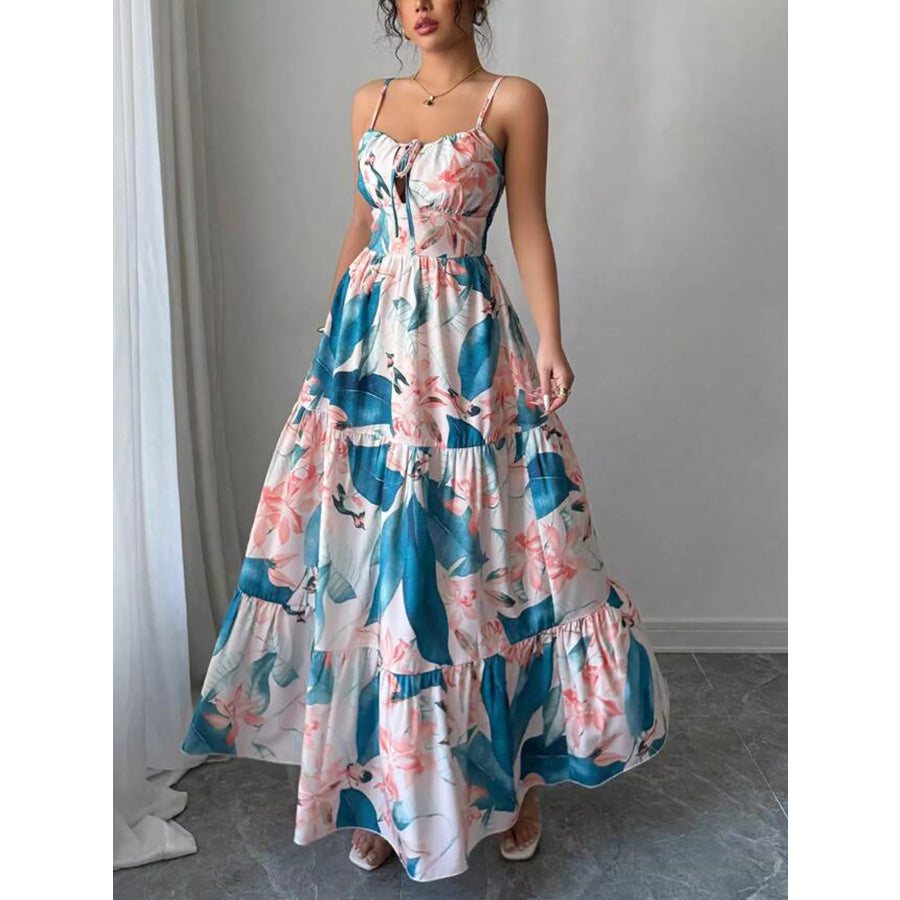 Floral Print Tiered Maxi Cami Dress Apparel and Accessories