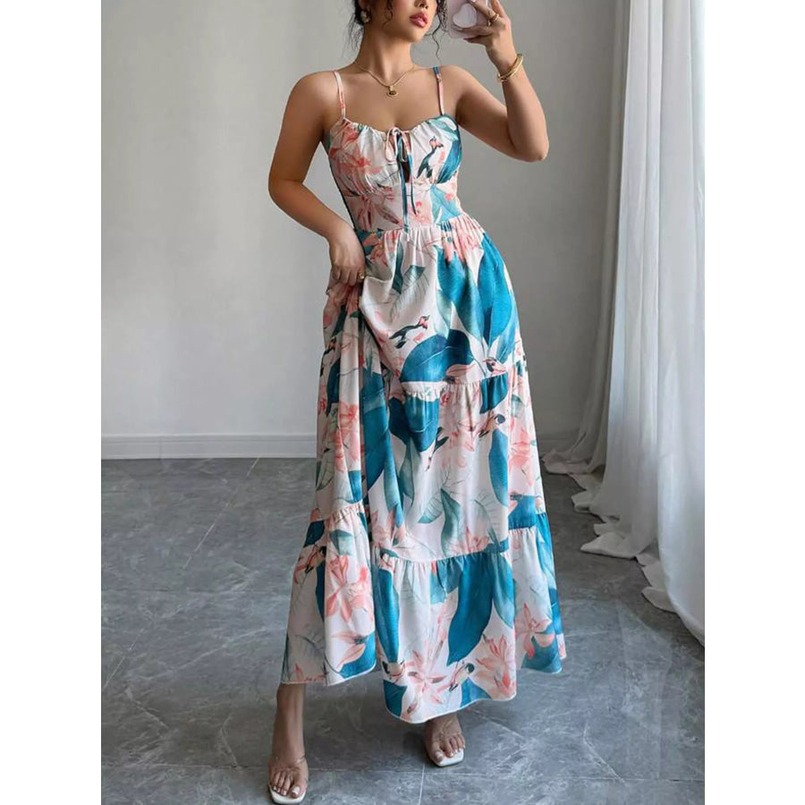 Floral Print Tiered Maxi Cami Dress Floral / S Apparel and Accessories