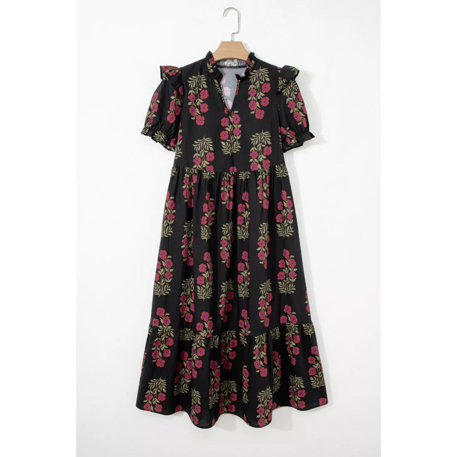 Floral Print Tiered Maxi Dress Apparel and Accessories
