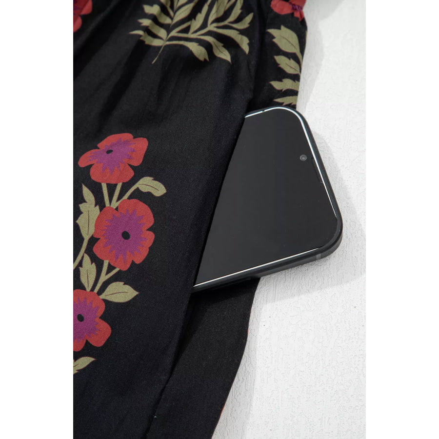 Floral Print Tiered Maxi Dress Apparel and Accessories
