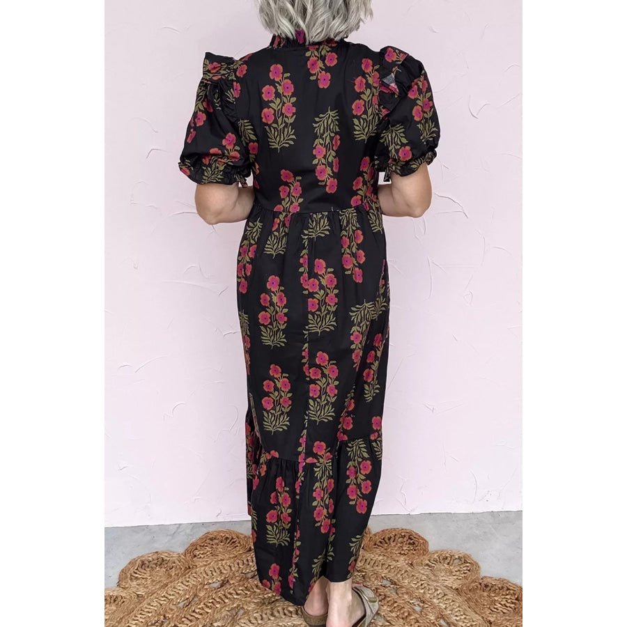 Floral Print Tiered Maxi Dress Apparel and Accessories