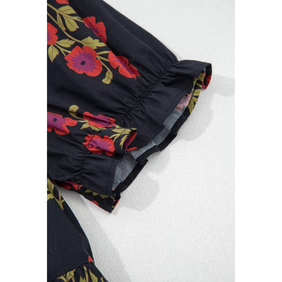 Floral Print Tiered Maxi Dress Apparel and Accessories