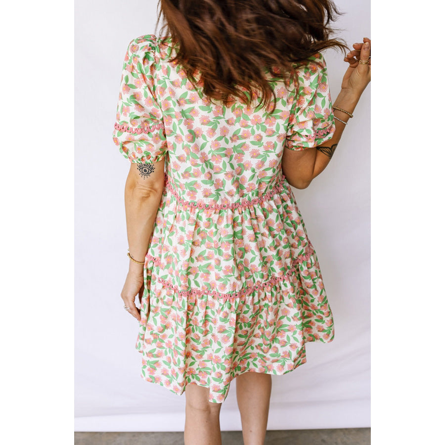 Floral Print Tiered Mini Dress Apparel and Accessories