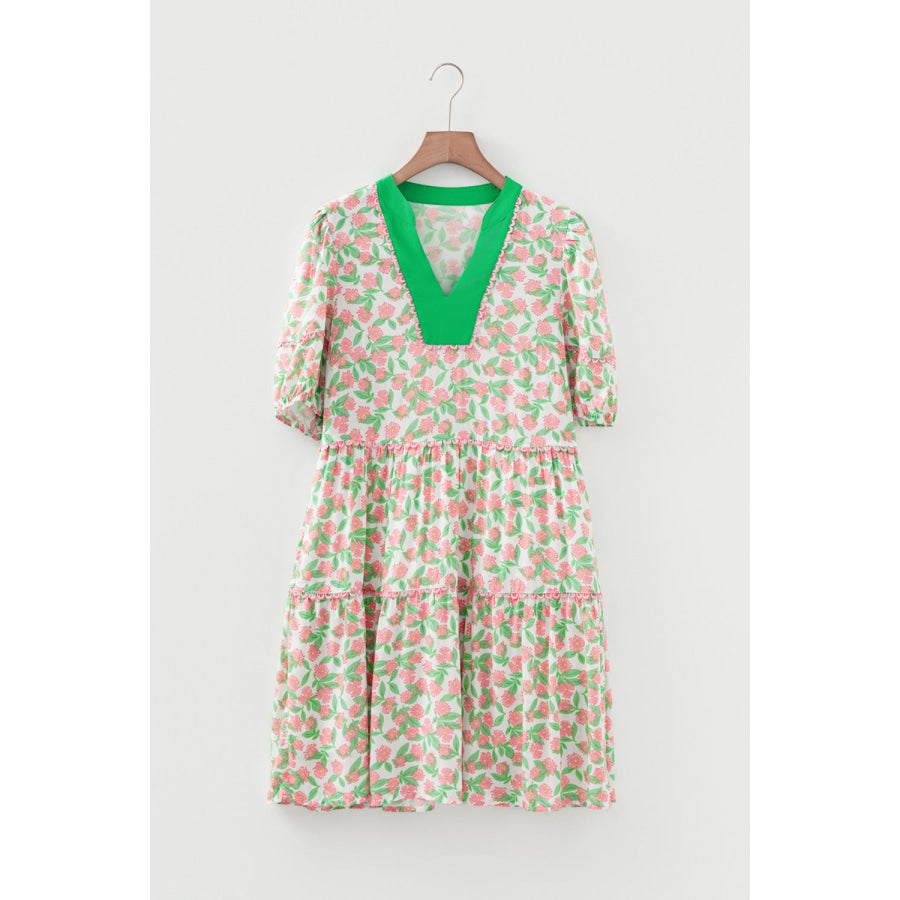 Floral Print Tiered Mini Dress Apparel and Accessories