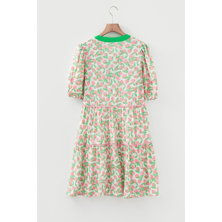Floral Print Tiered Mini Dress Apparel and Accessories