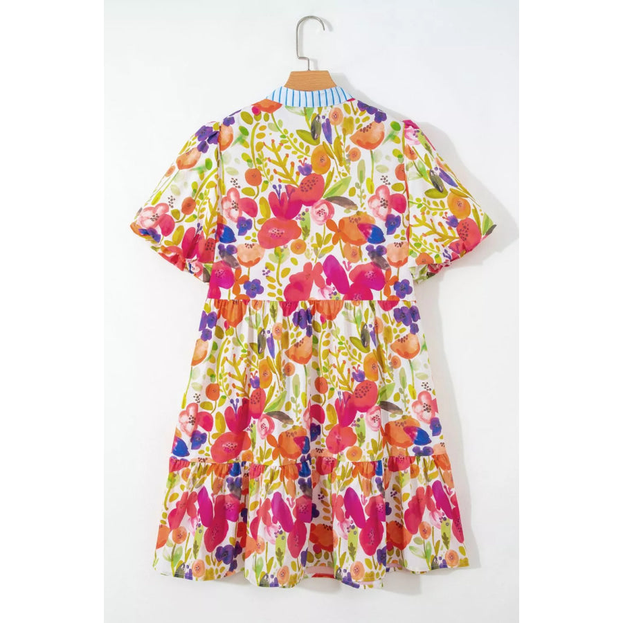 Floral Print Tiered Mini Dress Apparel and Accessories