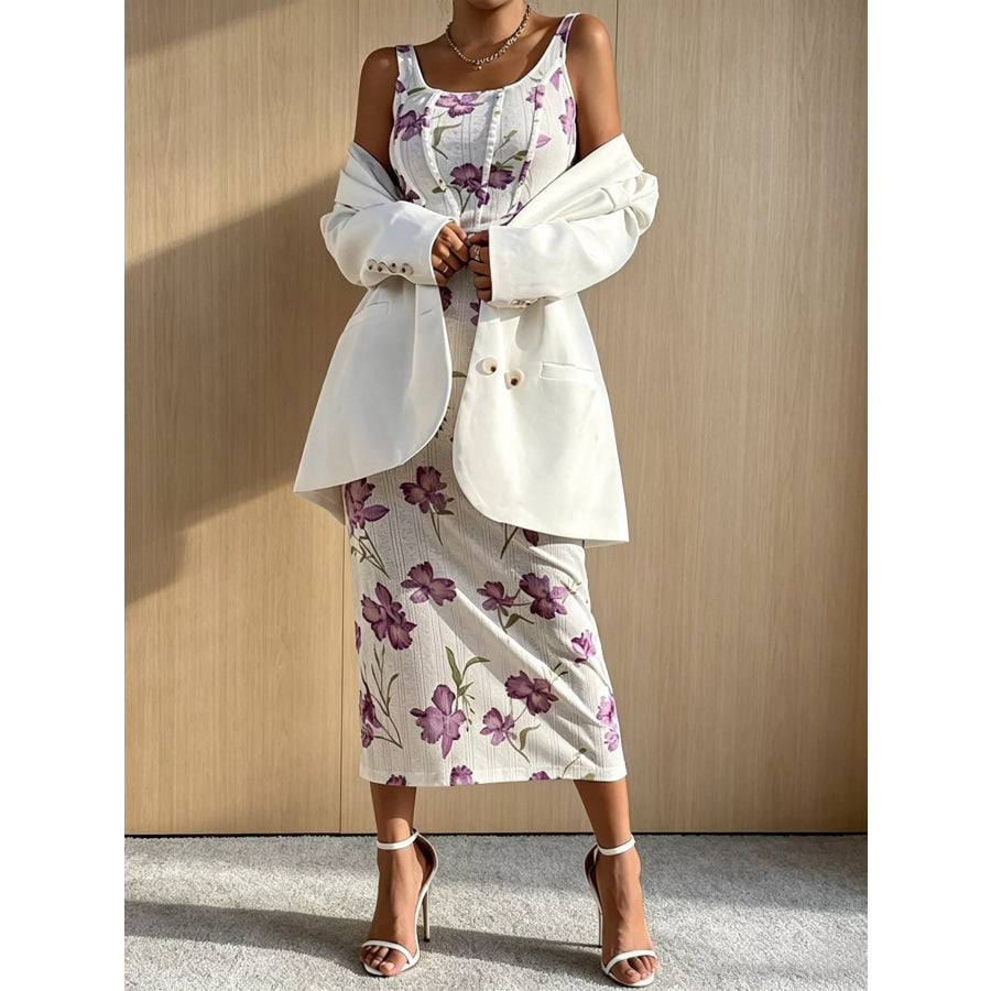 Floral Print Top & Bodycon Skirt Set Apparel and Accessories