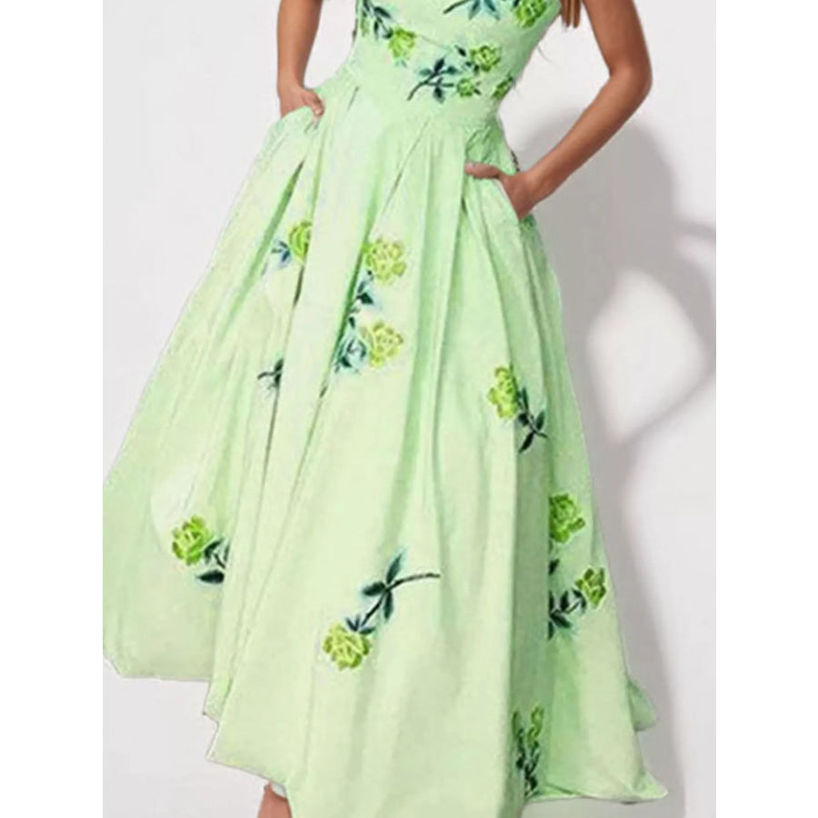 Floral Print Tube Maxi Dress Apparel and Accessories