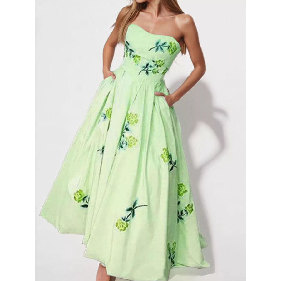 Floral Print Tube Maxi Dress Apparel and Accessories