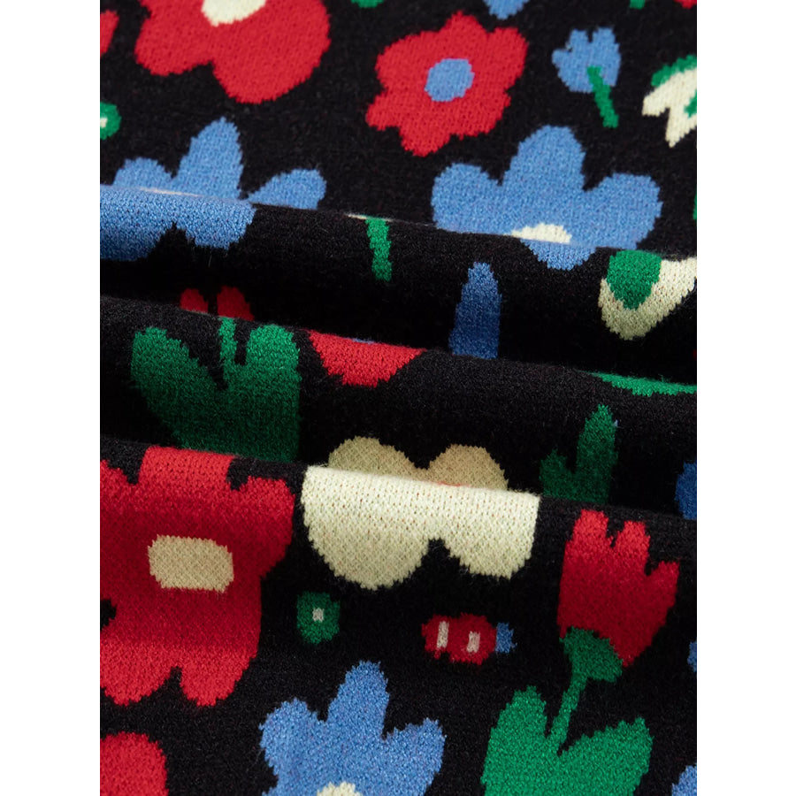 Floral Print V Neck Buttoned Cardigan Apparel and Accessories