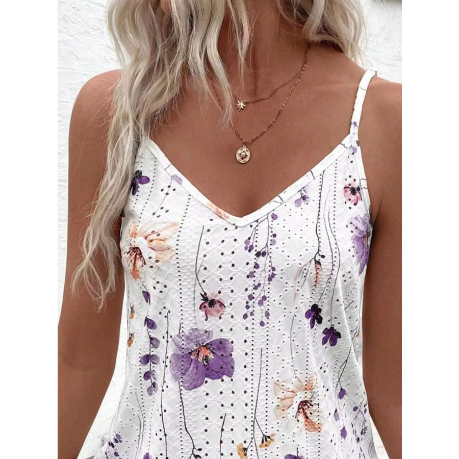 Floral Print V-Neck Casual Cami Apparel and Accessories