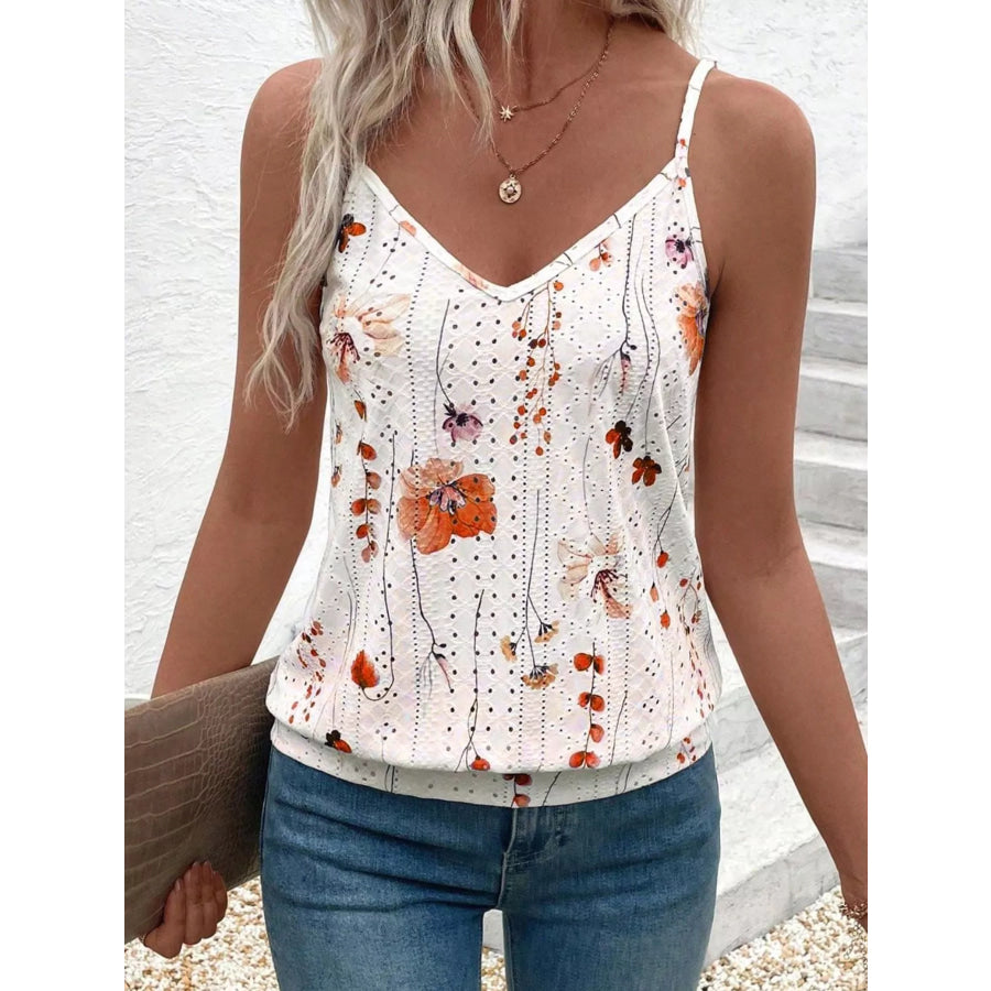 Floral Print V-Neck Casual Cami Apparel and Accessories