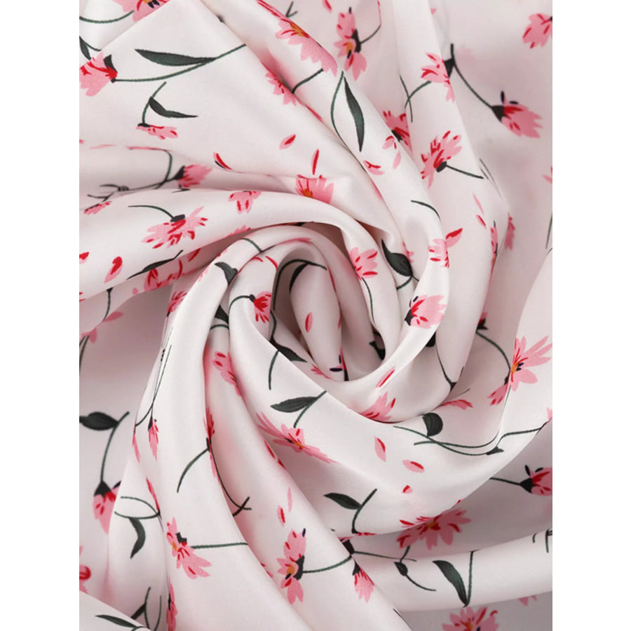Floral Print V-Neck Flutter Sleeves Midi Dress Apparel and Accessories