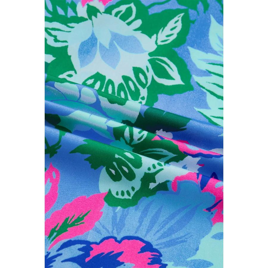 Floral Print V Neck Half Sleeve Blouse Apparel and Accessories