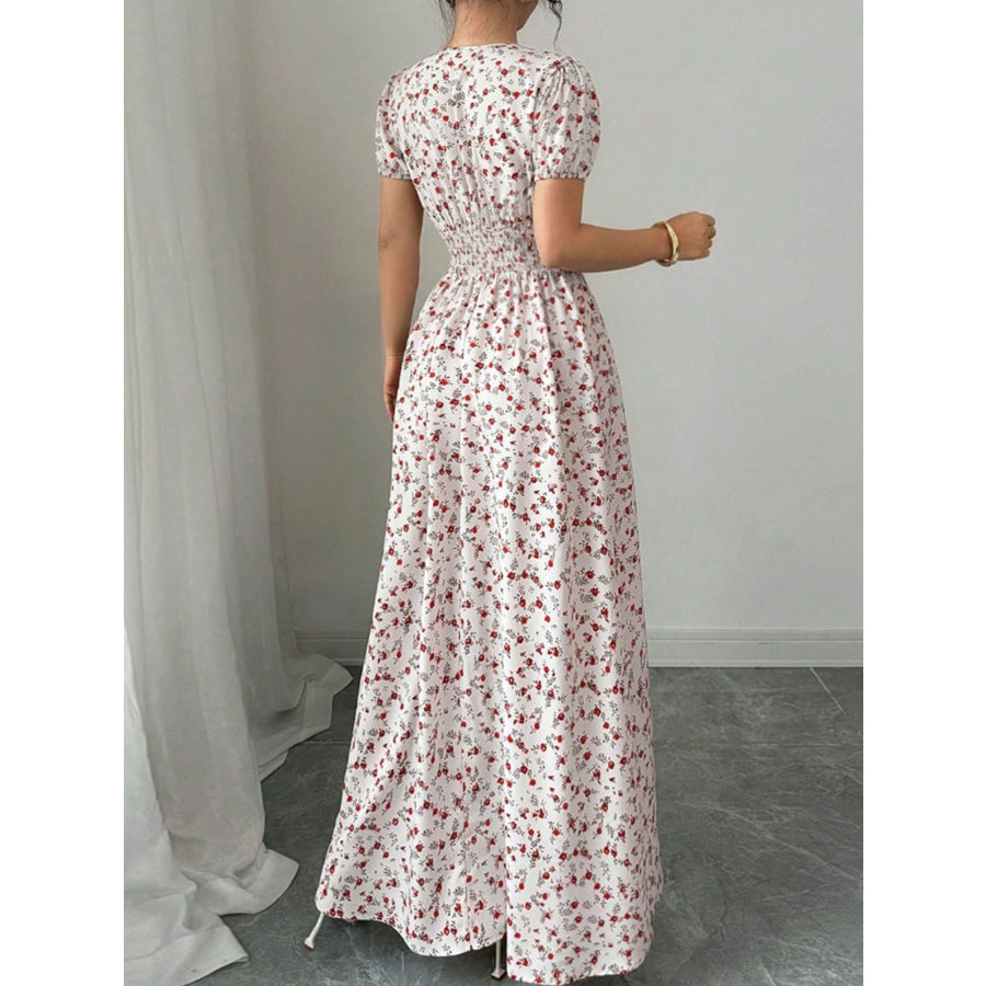Floral Print V-Neck Maxi Dress Apparel and Accessories