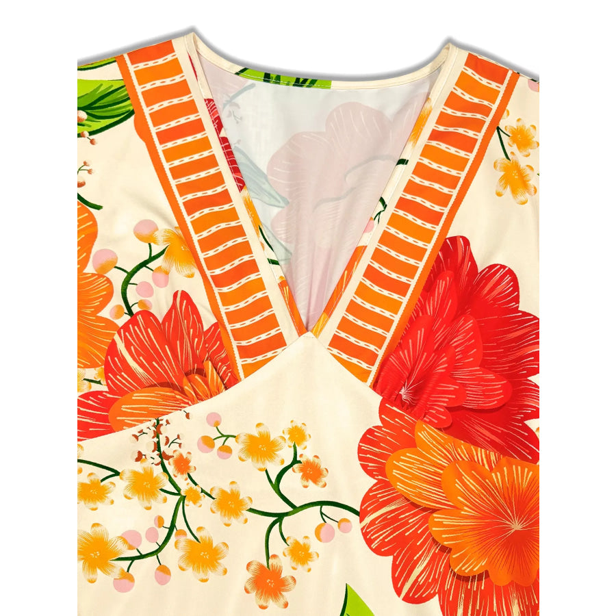 Floral Print V-Neck Maxi Dress Apparel and Accessories