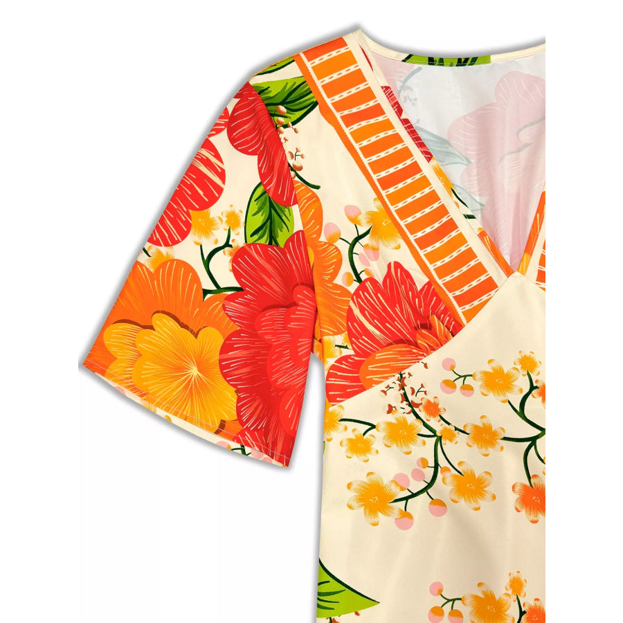 Floral Print V-Neck Maxi Dress Apparel and Accessories