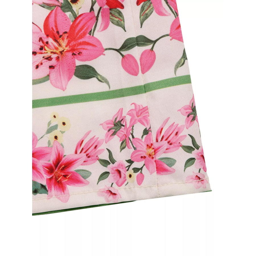 Floral Print V-Neck Midi Dress Apparel and Accessories
