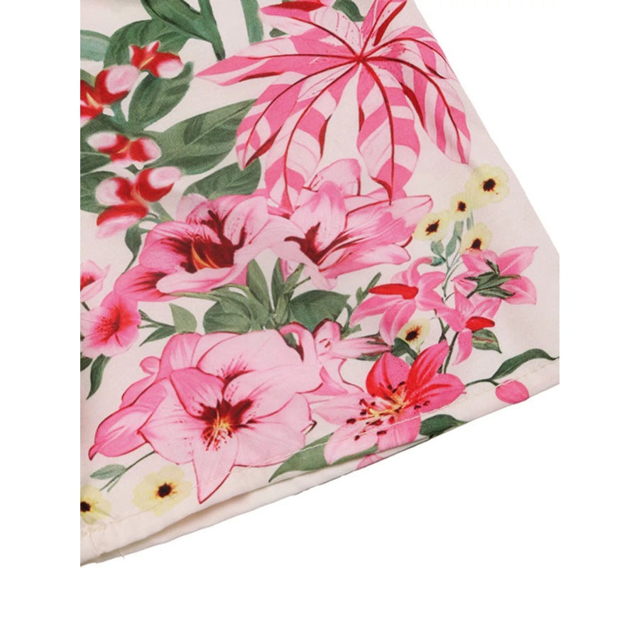 Floral Print V-Neck Midi Dress Apparel and Accessories