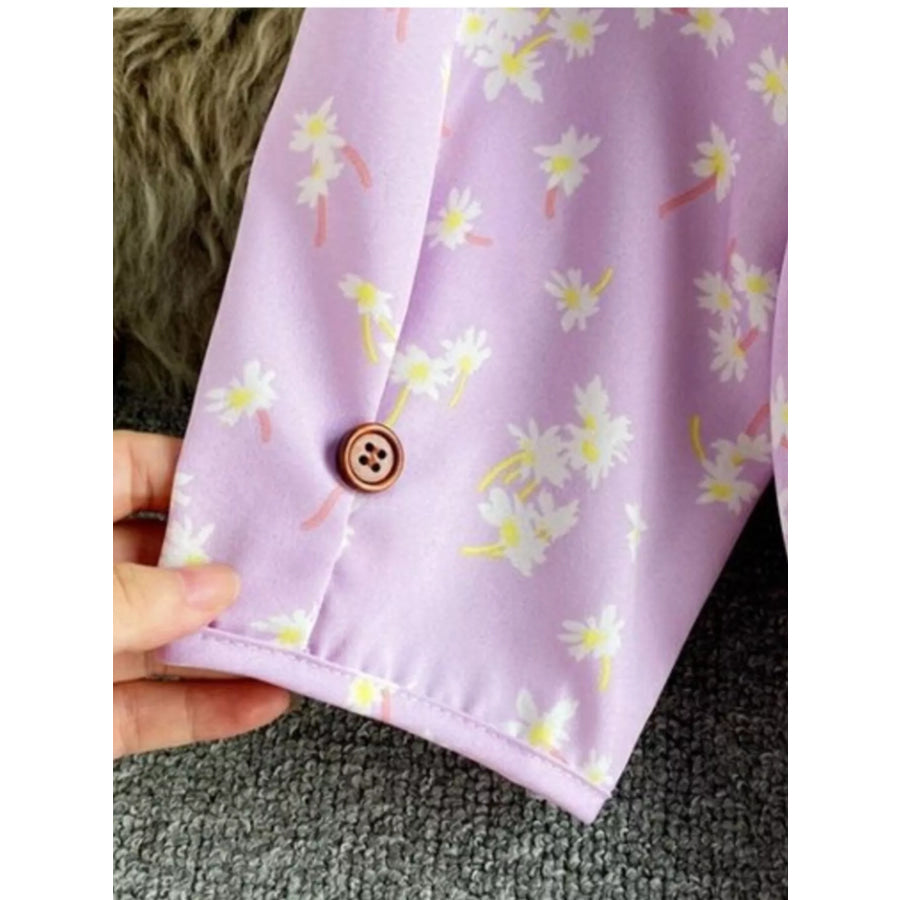 Floral Print V-Neck Midi Dress Apparel and Accessories