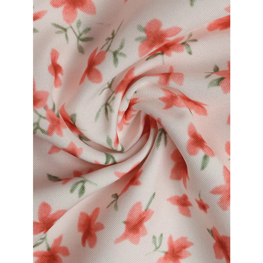 Floral Print V-Neck Puff Sleeve Mini Dress Apparel and Accessories