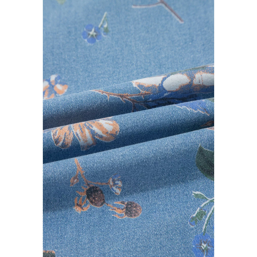 Floral Print Wide-Leg Jeans Apparel and Accessories