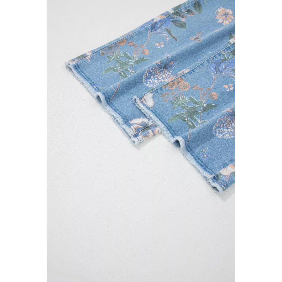 Floral Print Wide-Leg Jeans Apparel and Accessories